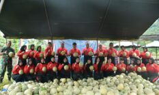 Danbrigif 4 Marinir/BS dan Ketua Cabang 7 PG Kormar Panen Melon di Yonif 7 Marinir