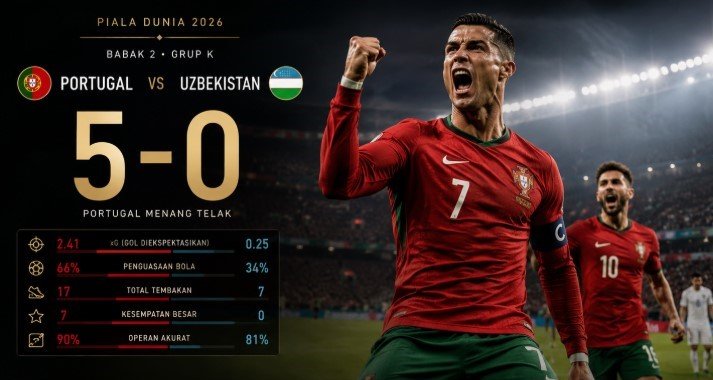 RONALDO pimpin Portugal Gilas Uzbek
