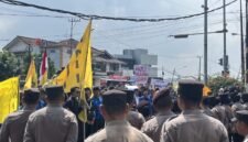 PMII Lampung lakukan demo di halaman kantor DPRD Provinsi Lampung, Senin 29 Juni 2026.[De]