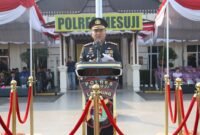 Jajaran Polres Mesuji Polda Lampung melaksanakan Upacara pada puncak perayaan HUT Bhayangkara Ke-80 Tahun 2026, bertempat di Lapangan Apel Mapolres setempat.[Na]