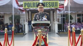 Jajaran Polres Mesuji Polda Lampung melaksanakan Upacara pada puncak perayaan HUT Bhayangkara Ke-80 Tahun 2026, bertempat di Lapangan Apel Mapolres setempat.[Na]