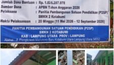 Program revitalisasi satuan pendidikan di SMKN 2 Kotabumi senilai Rp1 miliar lebih yang bersumber dari APBN 2026 diduga terjadi penyimpangan dalam pelaksanaan hingga mengarah pada indikasi korupsi.[Ra]