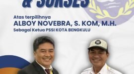 Ketua Dewan Pimpinan Wilayah Ikatan Keluarga Minang (DPW IKM) Provinsi Bengkulu, Alboy Novebra, S.Kom., M.H.,secara aklamasi terpilih sebagai Ketua Askot PSSI Kota Bengkulu masa bakti 2026-2030.[De]