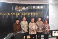Ketua MPR RI H. Ahmad Muzani bersama para Wakil Ketua MPR RI, Rusdi Kirana, S.E., Dr. H.M. Hidayat Nur Wahid, M.A., dan Dr. H. Edhie Baskoro Yudhoyono, B.Com., menggelar Silaturahmi Kebangsaan dengan Pimpinan Mahkamah Konstitusi Republik Indonesia di Gedung Mahkamah Konstitusi, Jakarta, Rabu (8/7/2026).[De]
