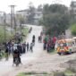 Sejumlah ambulans terlihat di jalur masuk Kota Koayiah di Daraa, Suriah selatan, pada 25 Maret 2025. Enam warga sipil tewas dan beberapa lainnya luka-luka setelah pasukan Israel menggempur Kota Koayiah di Daraa pada Selasa (25/3), demikian menurut otoritas urusan luar negeri Suriah. (Xinhua)