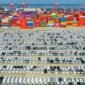 Mobil-mobil yang siap untuk proses pengiriman dan ekspor di kawasan pelabuhan di Nanjing, Provinsi Jiangsu, China timur. (Xin)