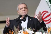  Presiden Iran Masoud Pezeshkian sedang menyampaikan pidato di Teheran, Iran [xin]