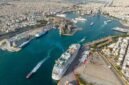 Foto dokumentasi dari udara yang diabadikan pada 26 Juli 2023 ini memperlihatkan pemandangan Pelabuhan Piraeus di Yunani. (Xin)