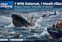 Ilustrasi Kapal Tunda Terbalik di Korea