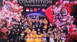Tim barongsai Guang Xi Xing Lion Troupe of Ting County dari Tiongkok berhasil menjuarai ajang Barongsai International Competition 2026 yang digelar di Mal Ciputra Jakarta pada 20 September 2026. (Xinhua)