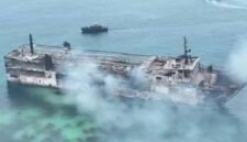Kapal Filipinan yang terbakar [NHK]