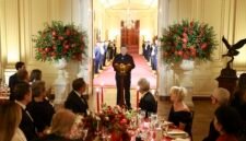 PRESIDEN Tiongkok Xi Jinping menyampaikan pidato dalam jamuan makan malam kenegaraan di Gedung Putih, Washington DC, Amerika Serikat, pada 24 September 2026. (Xinhua)