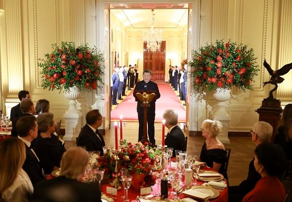 PRESIDEN Tiongkok Xi Jinping menyampaikan pidato dalam jamuan makan malam kenegaraan di Gedung Putih, Washington DC, Amerika Serikat, pada 24 September 2026. (Xinhua)