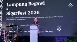 Sekdaprov Lampung Marindo saat menutup Lampung Begawi 2026 [Pl]