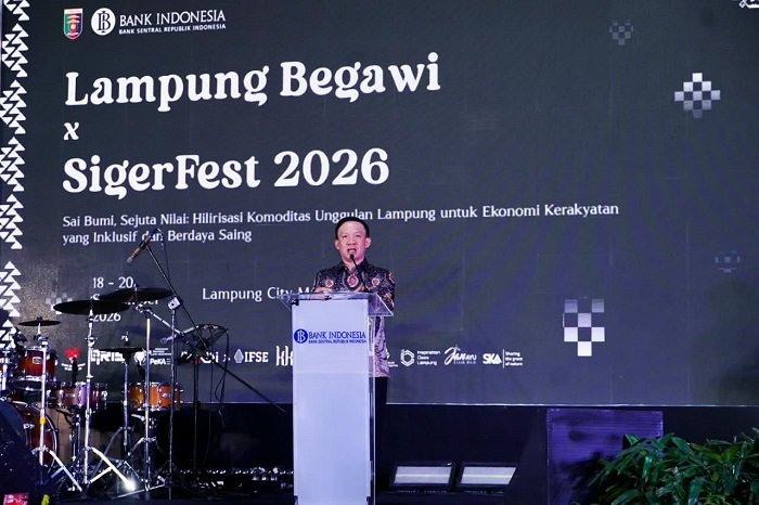 Sekdaprov Lampung Marindo saat menutup Lampung Begawi 2026 [Pl]