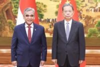 Zhao Leji, ketua Komite Tetap Kongres Rakyat Nasional (NPC) Tiongkok, bertemu dengan Ahmad Muzani, ketua Majelis Permusyawaratan Rakyat (MPR) Indonesia, di Beijing, ibu kota Tiongkok, pada 20 September 2026. [Xinhua]