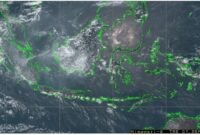 Citra sebaran abu viulkanis dari Himawari-9 tanggal 6 September 2026 Pukul 01:00 UTC (sumber: BMKG).