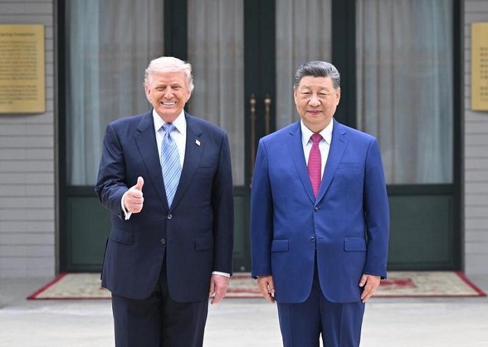 
Presiden Tiongkok Xi Jinping dan Presiden Amerika Serikat Donald Trump menggelar pertemuan tertutup di Zhongnanhai di Beijing, ibu kota Tiongkok, pada 15 Mei 2026. (Xinhua)