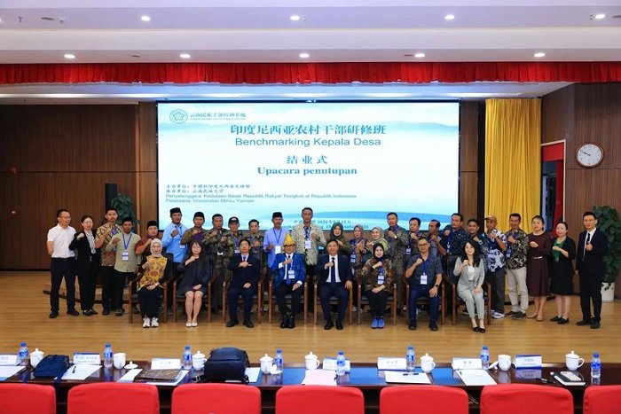 Upacara penutupan program Benchmarking Kepala Desa 2026 digelar di Universitas Yunnan Minzu di Kunming, Provinsi Yunnan, Tiongkok barat daya. (Universitas Yunnan Minzu)