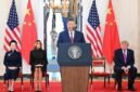 Presiden Tiongkok Xi Jinping berpidato dalam upacara penyambutan yang digelar oleh Presiden Amerika Serikat (AS) Donald Trump di Gedung Putih di Washington DC, AS, pada 24 September 2026. (Xinhua)