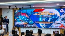 Menteri Koordinator Bidang Infrastruktur dan Pembangunan Kewilayahan Republik Indonesia (RI) Agus Harimurti Yudhoyono (AHY) menyampaikan pidato utama bertajuk 