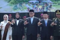 Wakil Gubernur Lampung Jihan Nurlela, Ketua DPRD Lampung bersama Sekretaris Daerah Provinsi Lampung Marindo Kurniawan , serta sejumlah kepala organisasi perangkat daerah (OPD) menghadiri Upacara Parade Peringatan Hari Ulang Tahun (HUT) ke-81 TNI Tahun 2026 [PL]