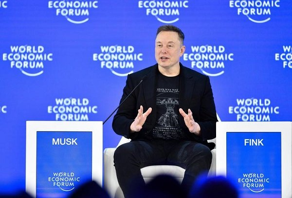 Pengusaha Amerika Serikat Elon Musk berbicara dalam Pertemuan Tahunan Forum Ekonomi Dunia (World Economic Forum/WEF) 2026 di Davos, Swiss, pada 22 Januari 2026. (Xinhua)